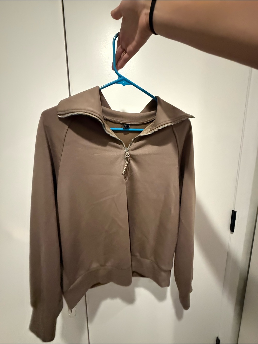 Taupe Half-Zip Pullover Sweatshirt